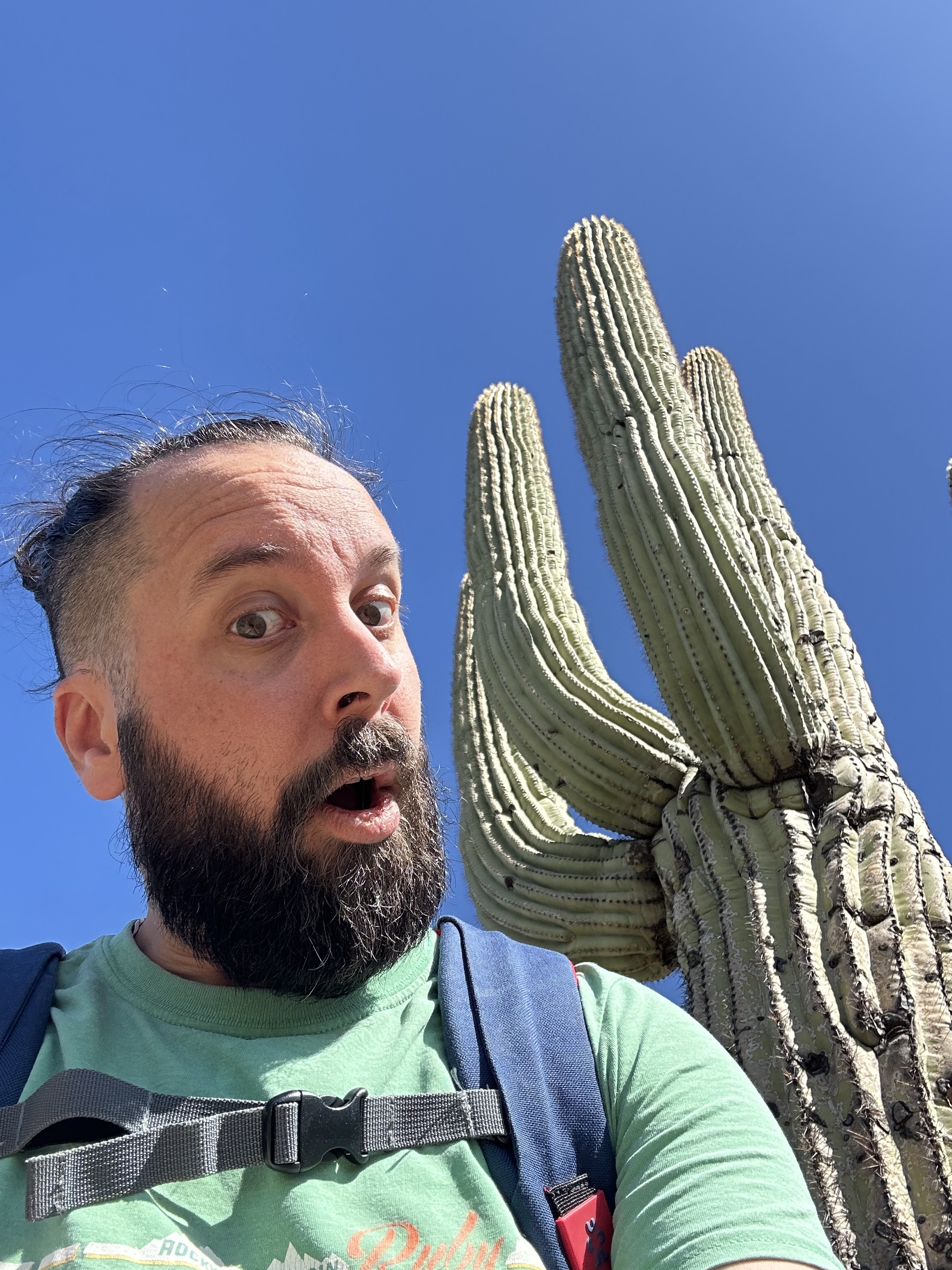 Selfie in front of a cactus